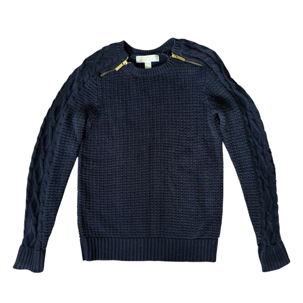 Michael Michael Kors navy blue sweater with zip shoulders